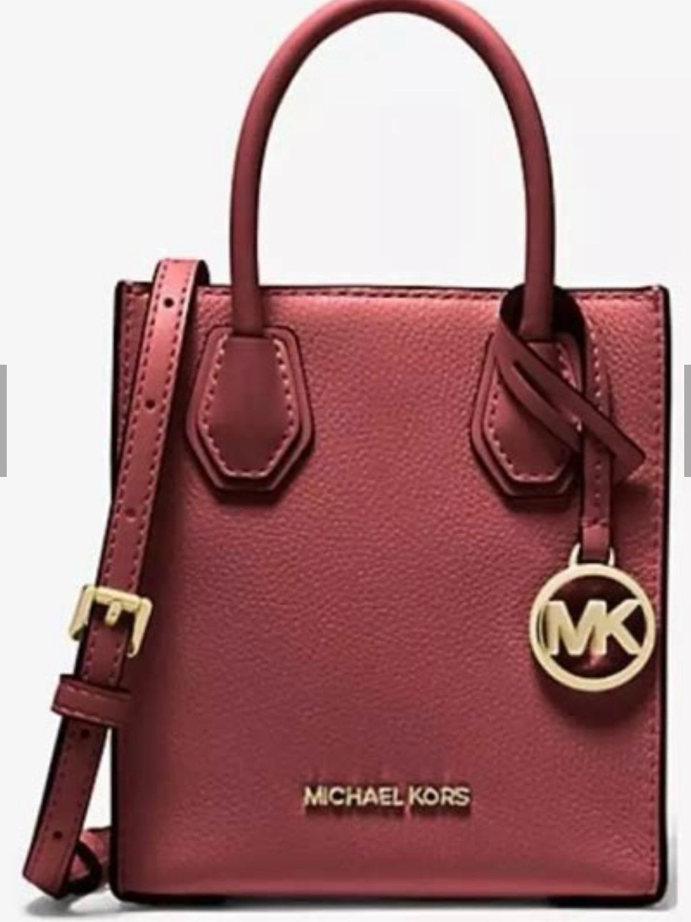 Michael Kors Black Cherry Mini Crossbody Tote with Gold Hardware